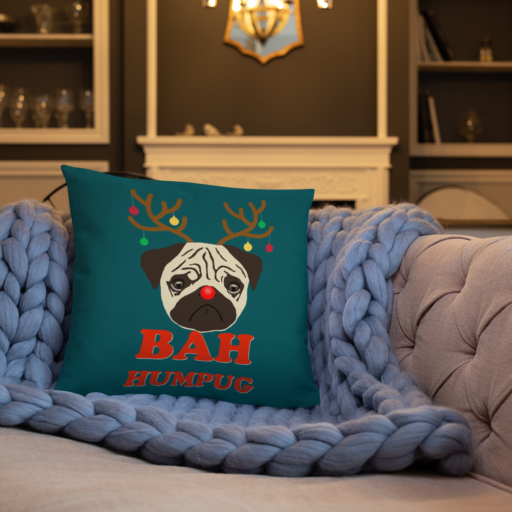 pug christmas pillow