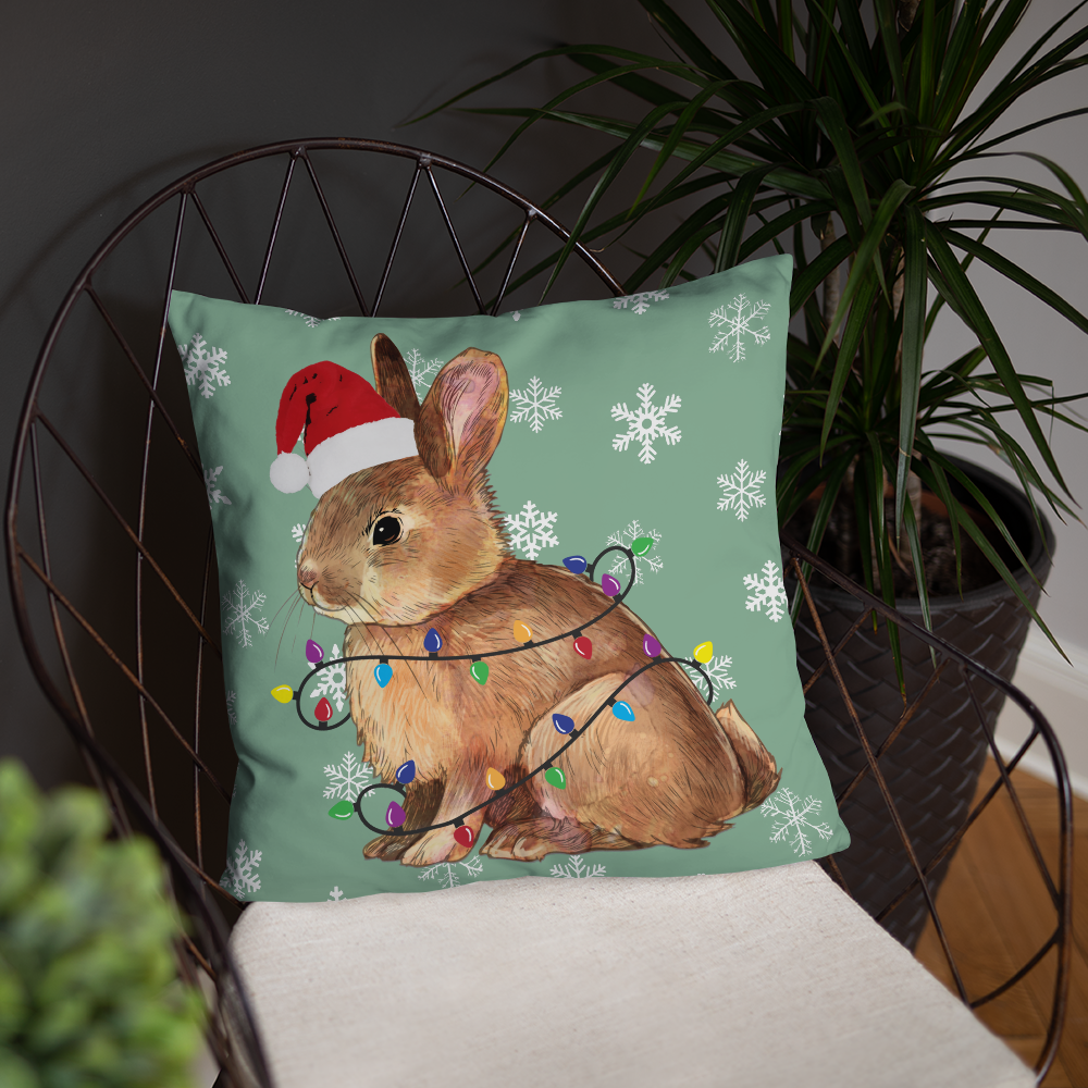 Rabbit christmas pillow