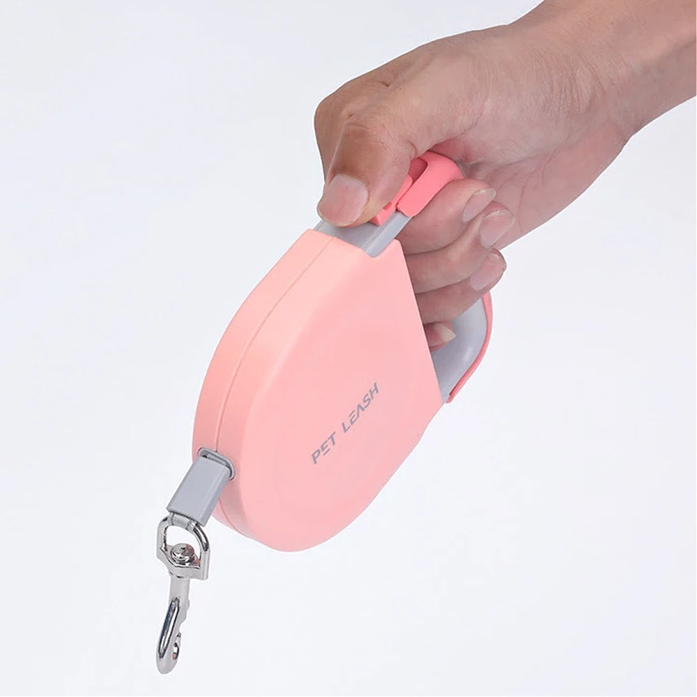 pink retractable dog leash