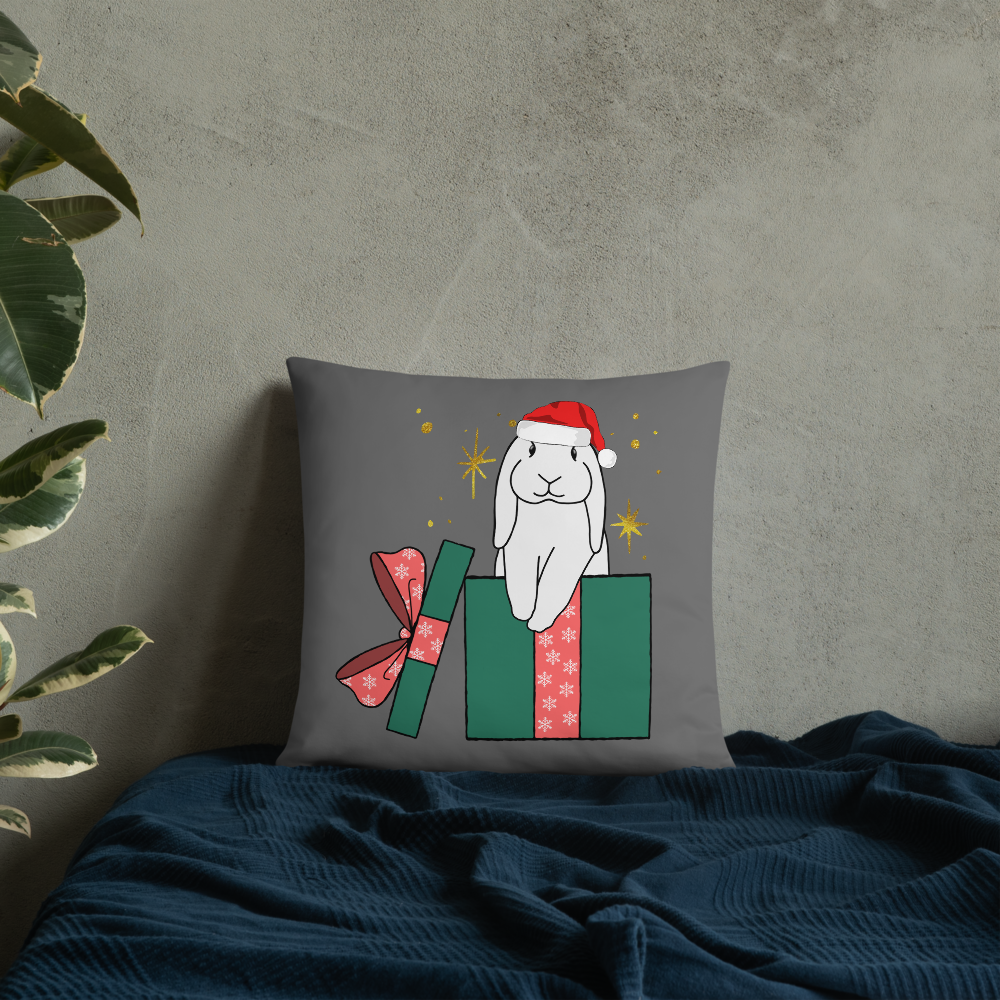 Rabbit christmas pillow